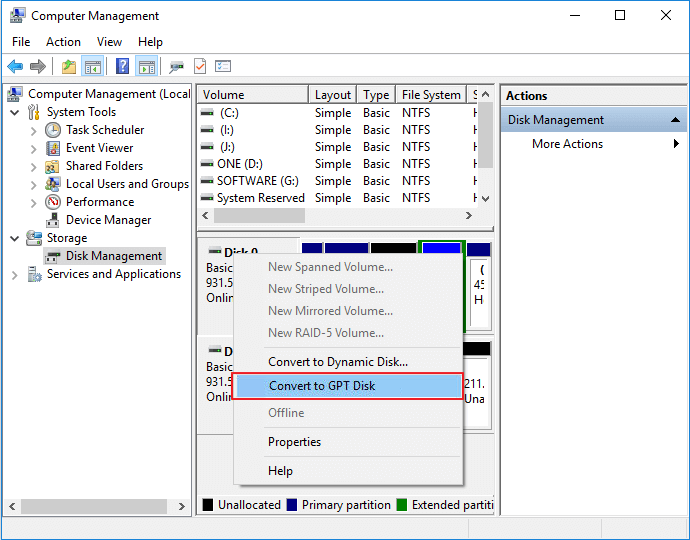 عکس تبدیل MBR به GPT و رفع خطای GPT هنگام نصب ویندوز